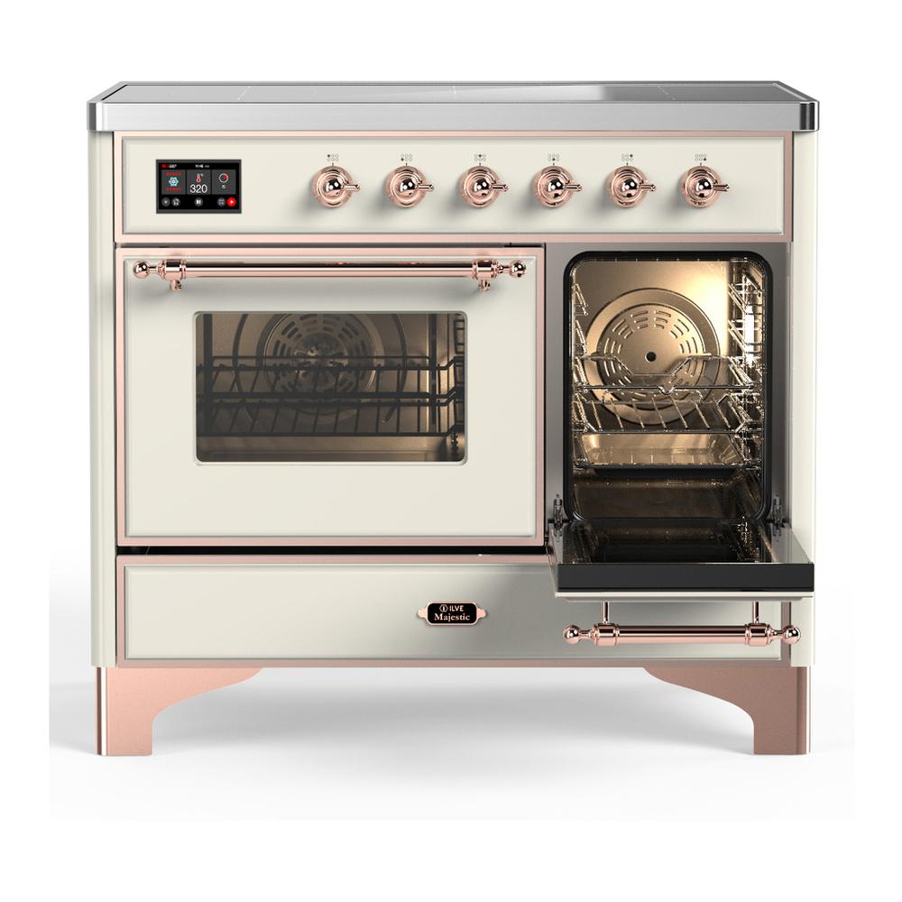 ILVE UMDIB40NR3AWP Majestic III 40 inch Induction Range with 6 Elements, 3.82 cu. ft. Total Oven Capacity (Triple Glass Door, Antique White, Copper)