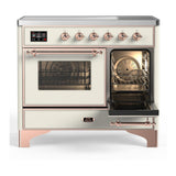 ILVE UMDIB40NR3AWP Majestic III 40 inch Induction Range with 6 Elements, 3.82 cu. ft. Total Oven Capacity (Triple Glass Door, Antique White, Copper)