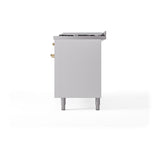 ILVE UN60FQNMPWHG Nostalgie II Noblesse 60 inch Dual Fuel Range (9 Sealed Burners + Griddle, Natural Gas, Solid Door, White, Brass)