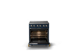 30"W. Electric Range (Finish: Slate Blue, Trim: Brushed Brass)
