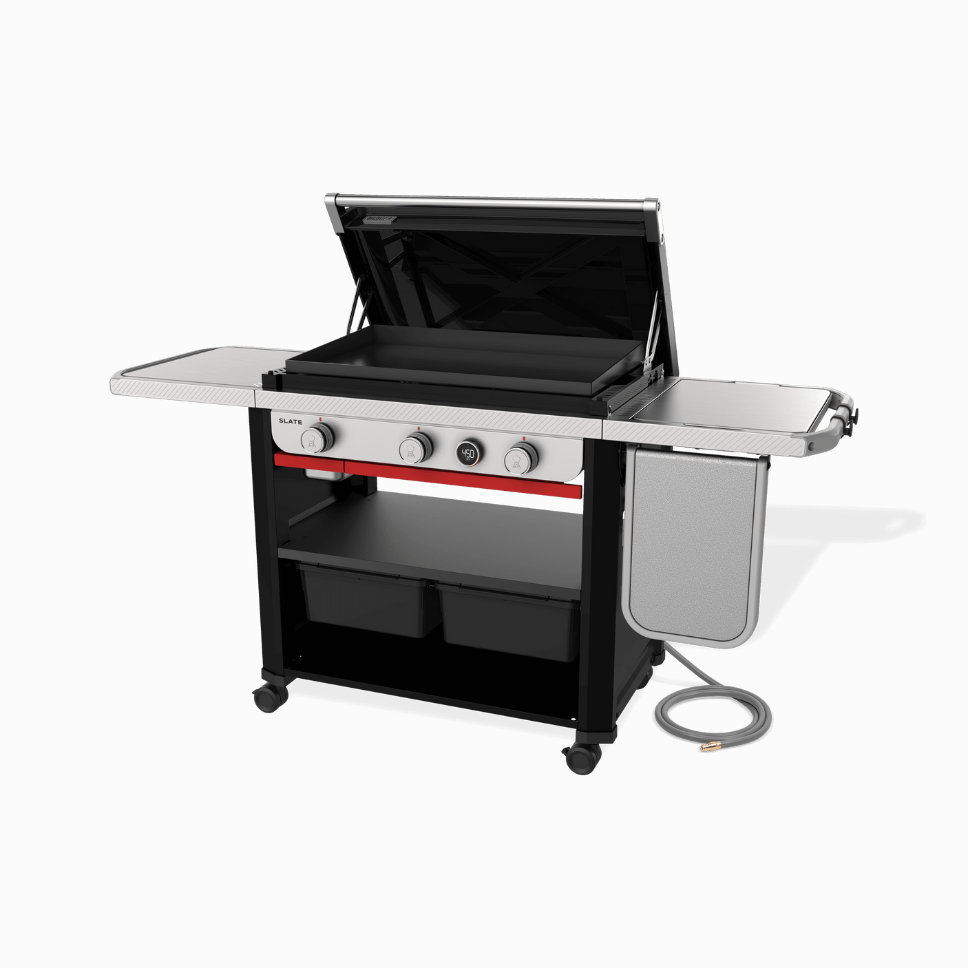 Slate® 30" Rust-Resistant Griddle with Extendable Side Table (Natural Gas) - Black