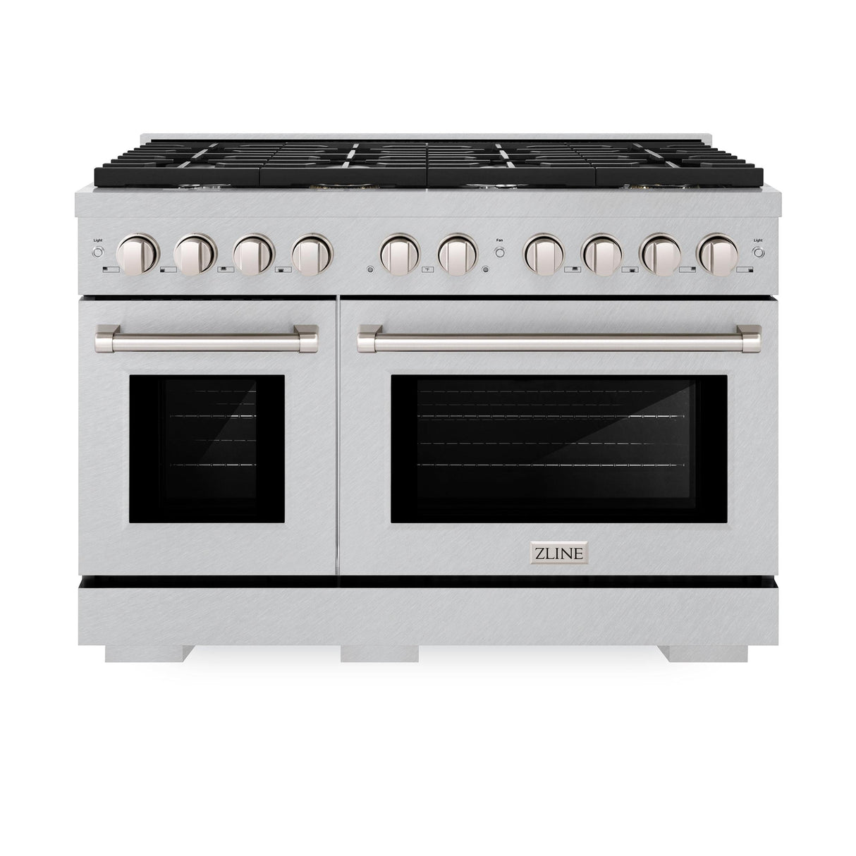 ZLINE 48 in. 6.7 cu. ft. 8 Burner Double Oven Gas Range in DuraSnow' Stainless Steel (SGRS-48)