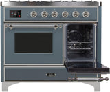 Majestic II 40 Inch Dual Fuel Liquid Propane Freestanding Range in Blue Grey with Chrome Trim