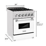 ZLINE 24 in. 2.8 cu. ft. Electric Oven and Gas Cooktop Dual Fuel Range with Griddle and White Matte Door in Fingerprint Resistant Stainless (RAS-WM-GR-24)