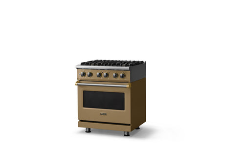30"W. Dual Fuel Range (Finish: Golden Hour, Trim: Brushed Brass, Fuel: Natural Gas)