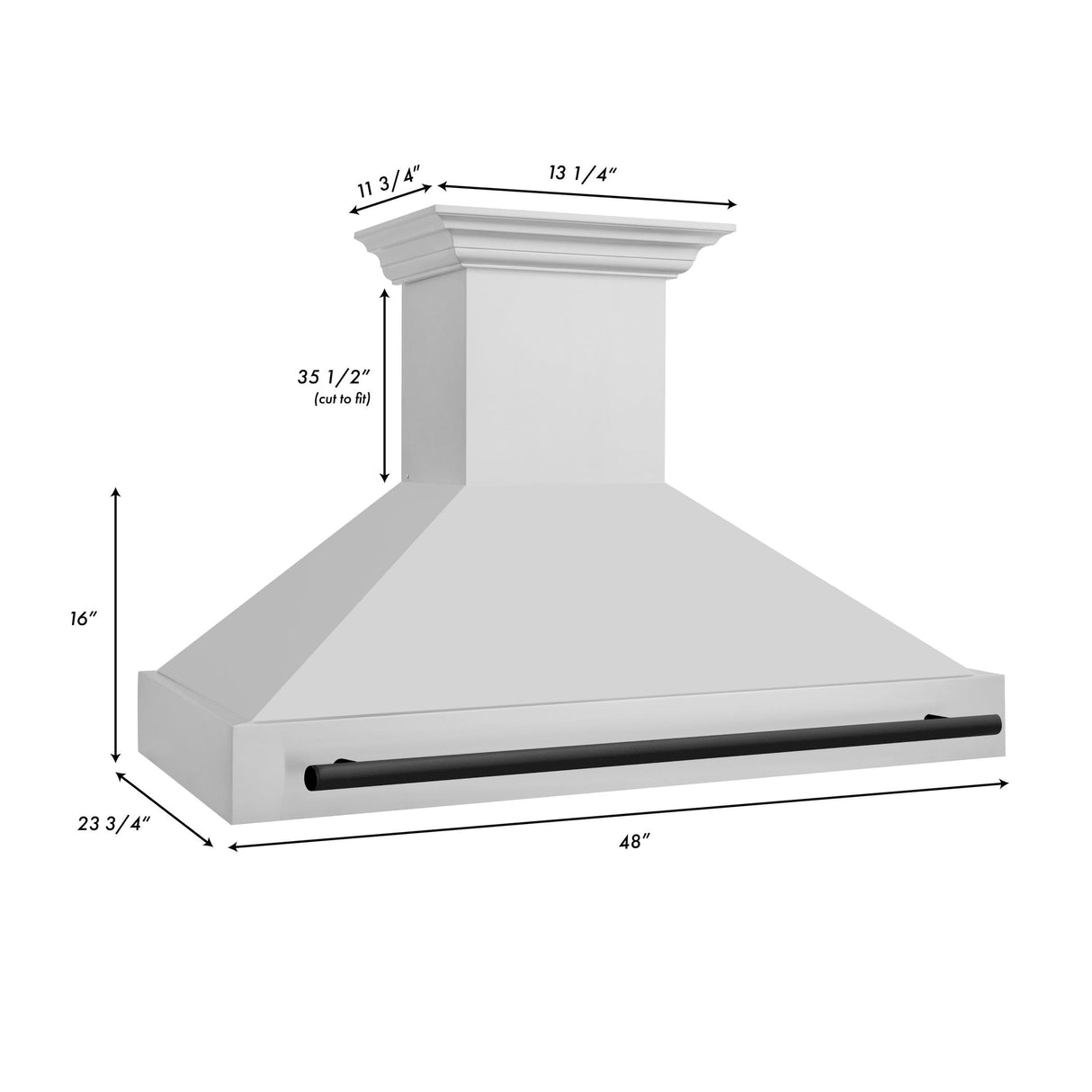 ZLINE 48 in. Autograph Edition Stainless Steel Range Hood with Stainless Steel Shell and Accented Handle (8654STZ-48) [Color: Matte Black]