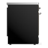 ILVE UMIB30QNR3BKC Majestic III 30 inch Induction Range with 4 Elements, 4 cu. ft. Oven Capacity (Solid Door, Glossy Black, Chrome)
