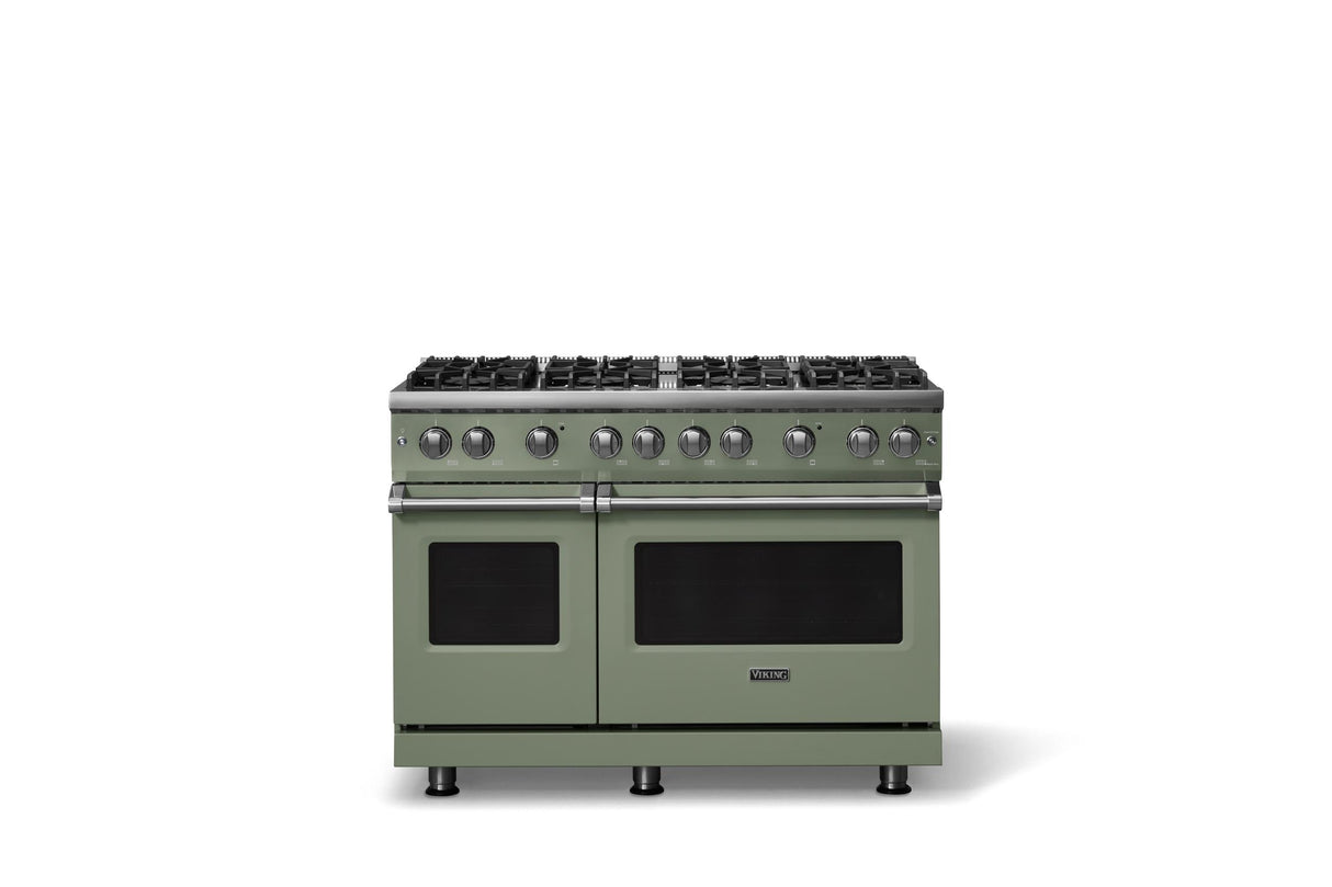 48"W. Sealed Burner Gas Range (Burner: 8b, Finish: Eucalyptus, Trim: Polished Chrome, Fuel: Propane)