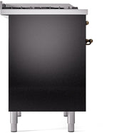 Nostalgie II 40 Inch Dual Fuel Natural Gas Freestanding Range in Glossy Black with Bronze Trim