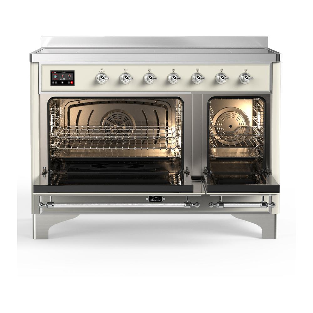 ILVE UMIB48NR3AWC Majestic III 48 inch Induction Range with 6 Elements, 5.02 cu. ft. Total Oven Capacity (Triple Glass Door, Antique White, Chrome)