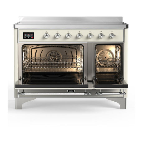 ILVE UMIB48NR3AWC Majestic III 48 inch Induction Range with 6 Elements, 5.02 cu. ft. Total Oven Capacity (Triple Glass Door, Antique White, Chrome)