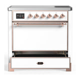 ILVE UMIB36QNR3WHP Majestic III 36 inch Induction Range with 6 Elements, 3.5 cu. ft. Total Oven Capacity (Solid Door, White, Copper)