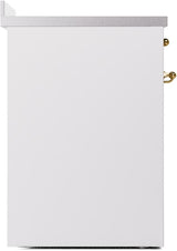 Nostalgie II 30 Inch Electric Freestanding Range in White with Brass Trim