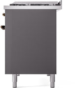 Nostalgie II 48 Inch Dual Fuel Natural Gas Freestanding Range in Matte Graphite with Bronze Trim