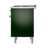 ILVE UN36FQNMPEGGLP Nostalgie II Noblesse 36 inch Dual Fuel Range (Liquid Propane, Solid Door, Emerald Green, Brass)