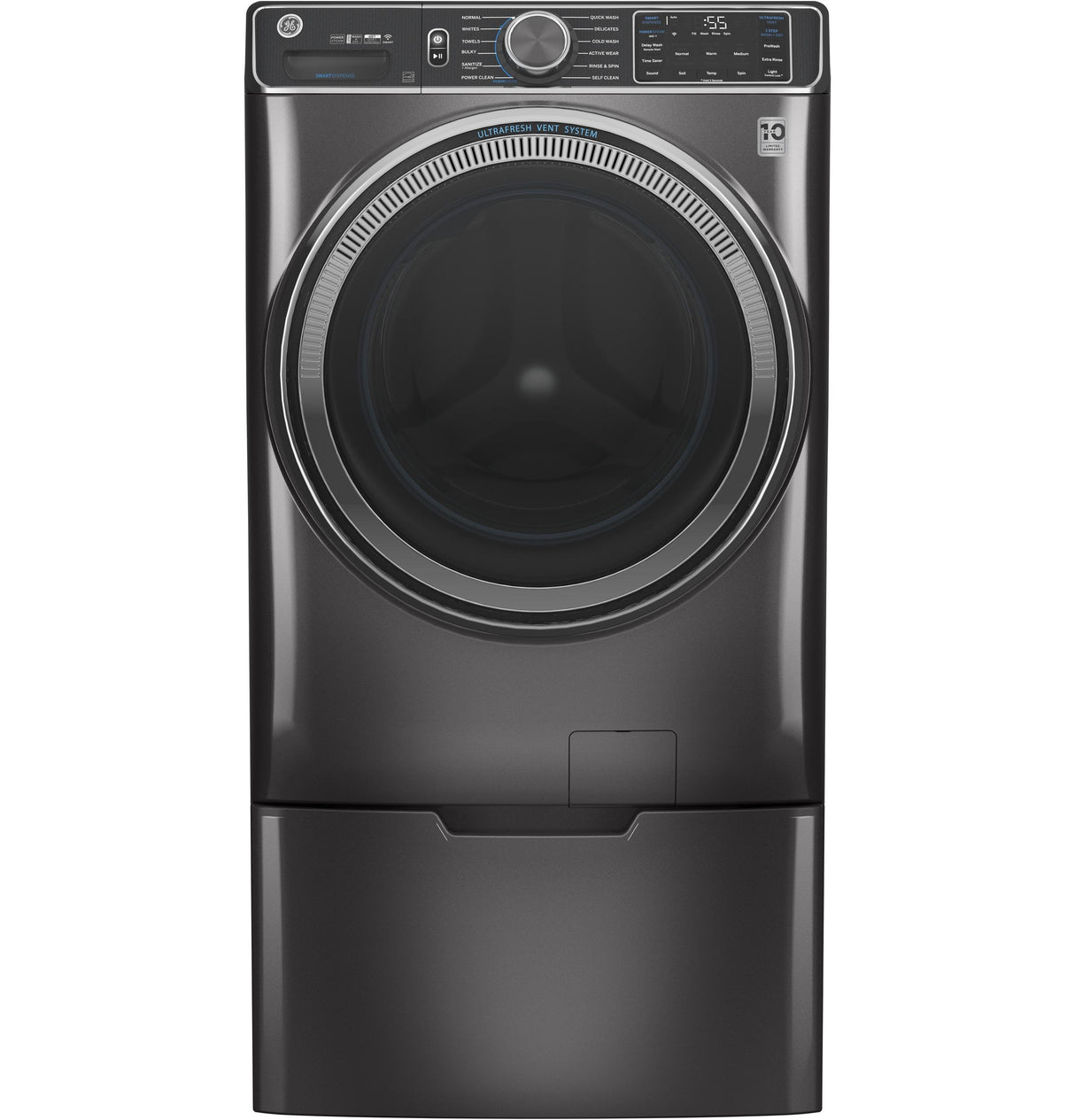 GE® 5.0 cu. ft. Capacity Smart Front Load ENERGY STAR® Steam Washer with SmartDispense™ UltraFresh Vent System with OdorBlock™ and Sanitize + Allergen