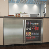24-In Low Profile Built-In Beverage Center With Convertible Shelf And Maxstore Bin with Door Style - Stainless Steel Frame Glass