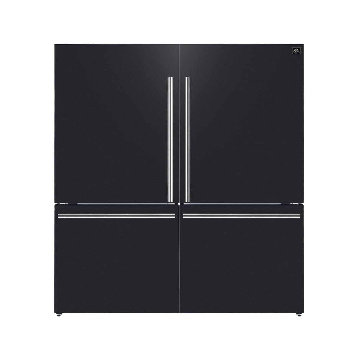 Forno Milano 2-Piece 62-Inch Freestanding Dual Bottom Freezer Refrigerator in Black - 34.4 cu.ft, Touch Control, Ice Maker