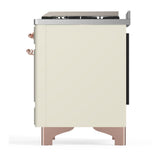 ILVE UM60FQNR3AWPLP Majestic III 60 inch Dual Fuel Range with 9 Burners and Griddle, Dual Function Burner up to 25,000 BTU (Liquid Propane, Solid Door, Antique White, Copper)