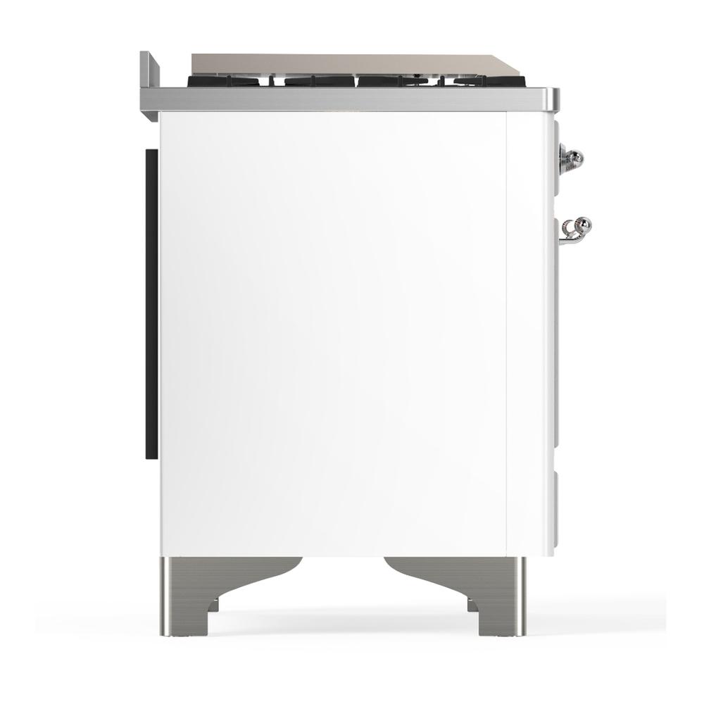 ILVE UMD40FNR3WHC Majestic III 40 inch Dual Fuel Range with 6 Burners and Griddle, Dual Function Burner up to 25,000 BTU (Natural Gas, Triple Glass Door, White, Chrome)