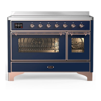 ILVE UMIB48NR3MBP Majestic III 48 inch Induction Range with 6 Elements, 5.02 cu. ft. Total Oven Capacity (Triple Glass Door, Midnight Blue, Copper)