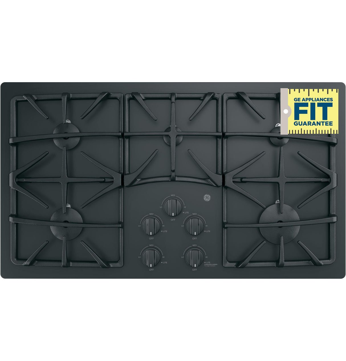 GE® 36" Built-In Gas on Glass Cooktop with 5 Burners and Dishwasher Safe Grates
