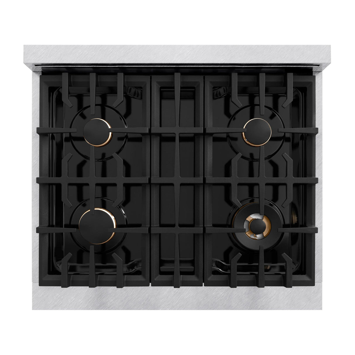 ZLINE Autograph Edition 30 in. 4.2 cu. ft. Select Dual Fuel Range with 4 Burner Gas Cooktop and Electric Convection Oven in DuraSnow' Stainless Steel with White Matte Door and Matte Black Accents (HDRSZ-WM-30-MB)