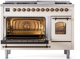 Nostalgie II 48 Inch Dual Fuel Liquid Propane Freestanding Range in Antique White with Bronze Trim