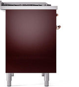 Nostalgie II 40 Inch Dual Fuel Natural Gas Freestanding Range in Burgundy with Copper Trim