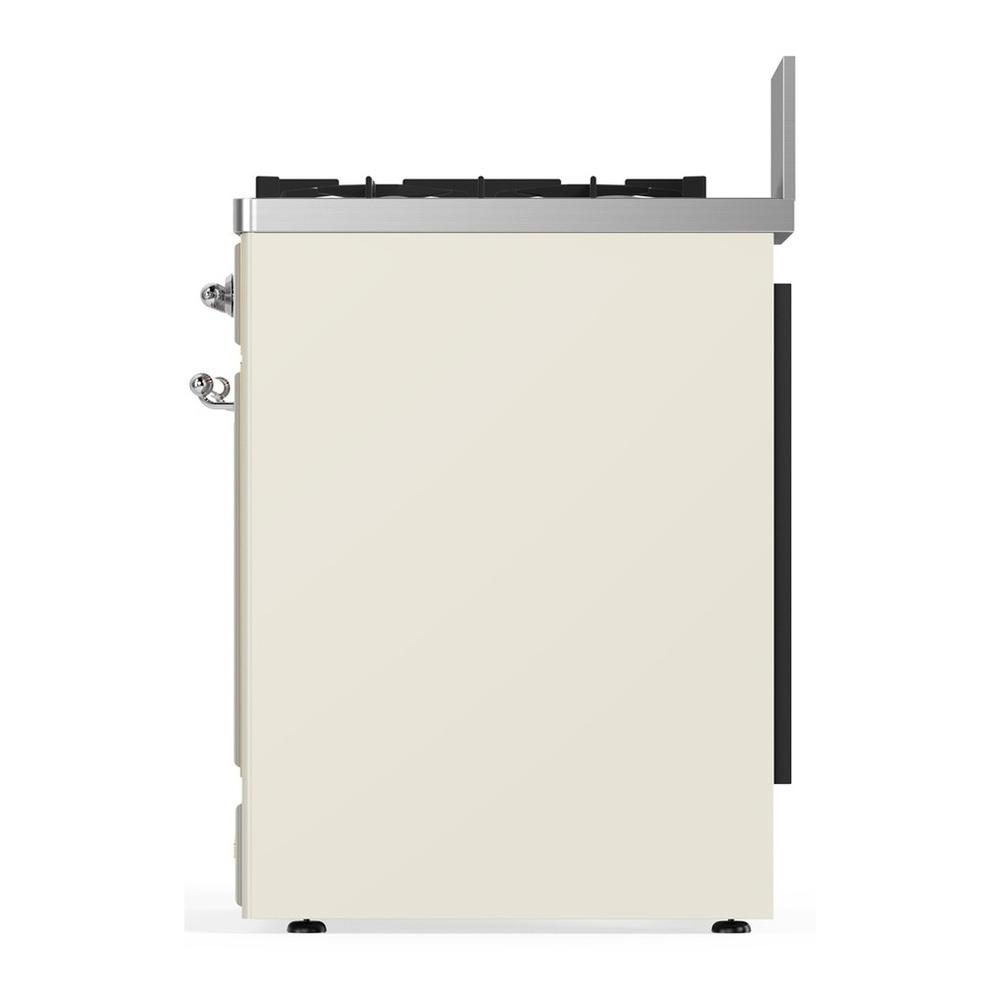 ILVE UM30QNR3AWC Majestic III 30 inch Dual Fuel Range with 5 Black Brass Burners, Dual Function Burner up to 25,000 BTU (Natural Gas, Solid Door, Antique White, Chrome)
