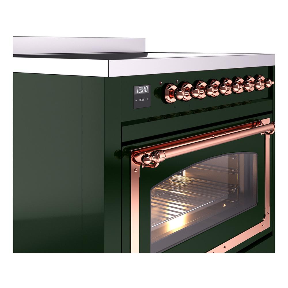 ILVE UNI366NMPEGP Nostalgie II Noblesse 36 inch Induction Range (Triple Glass Door, Emerald Green, Copper)