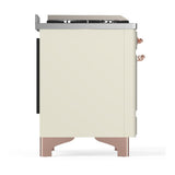 ILVE UM48FQNR3AWP Majestic III 48 inch Dual Fuel Range with 8 Burners and Griddle, Dual Function Burner up to 25,000 BTU (Natural Gas, Solid Door, Antique White, Copper)