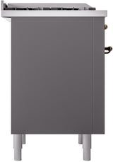 Nostalgie II 36 Inch Dual Fuel Liquid Propane Freestanding Range in Matte Graphite with Bronze Trim