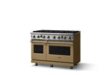 48"W. Open Burner Gas Range (Finish: Golden Hour, Trim: Brushed Brass, Fuel: Propane)
