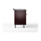 ILVE UN60FQNMPBUGLP Nostalgie II Noblesse 60 inch Dual Fuel Range (9 Sealed Burners + Griddle, Liquid Propane, Solid Door, Burgundy, Brass)