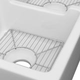 ZLINE 36" Palermo Farmhouse Apron Front Double Bowl Reversible Fireclay Kitchen Sink with Bottom Grid (FRC5121)