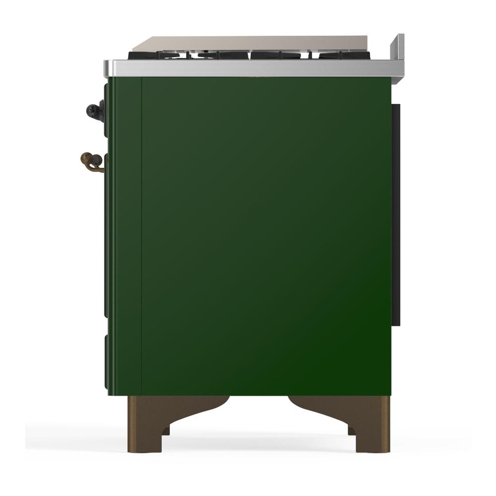 ILVE UM60FQNR3EGBLP Majestic III 60 inch Dual Fuel Range with 9 Burners and Griddle, Dual Function Burner up to 25,000 BTU (Liquid Propane, Solid Door, Emerald Green, Burnished)