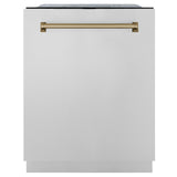 ZLINE Autograph Edition 24" 3rd Rack Top Touch Control Tall Tub Dishwasher in Stainless Steel with Accent Handle, 45dBa (DWMTZ-304-24) [Color: Champagne Bronze]
