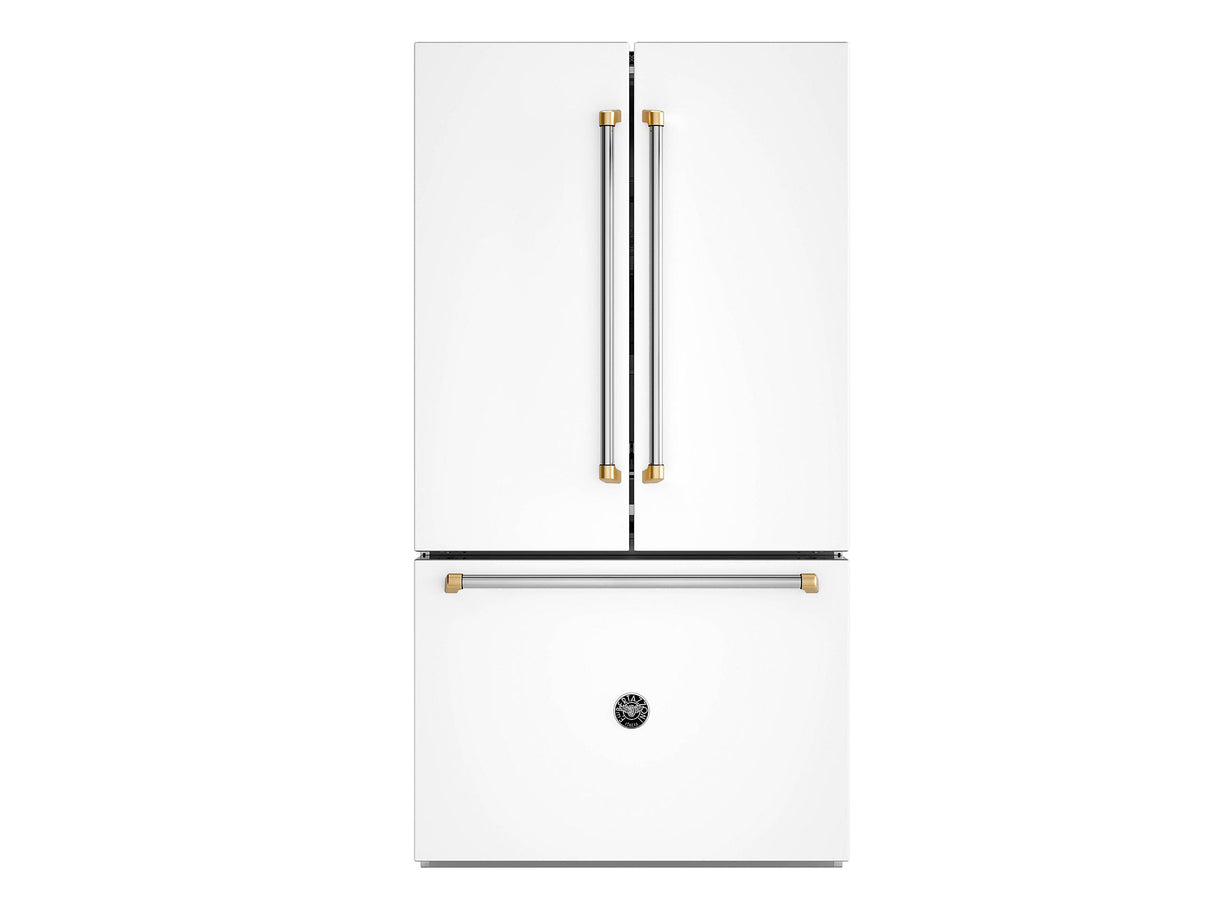 Bertazzoni Master Series 36 in. 26.2 Cu. Ft. Bianco Matt with Gold Accents Counter Depth French Door Refrigerator