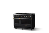 48"W. Sealed Burner Gas Range (Burner: 8b, Finish: Onyx, Trim: Brushed Brass, Fuel: Natural Gas)