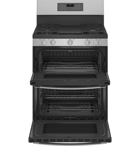 GE Profile™ 30" Free-Standing Gas Double Oven Convection Fingerprint Resistant Range with No Preheat Air Fry
