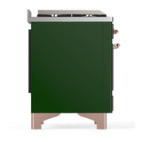 ILVE UM60FQNR3EGP Majestic III 60 inch Dual Fuel Range with 9 Burners and Griddle, Dual Function Burner up to 25,000 BTU (Natural Gas, Solid Door, Emerald Green, Copper)