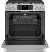 GE Cafe™ Series 30" Slide-In Front Control Range with Warming Drawer