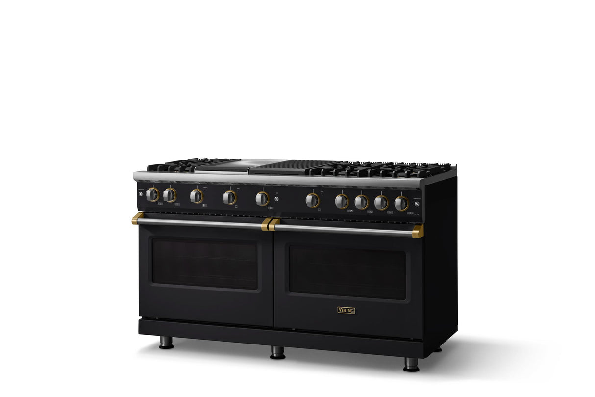 60"W. Sealed Burner Gas Range (Finish: Onyx, Trim: Polished Chrome, Fuel: Propane)