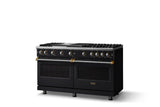 60"W. Sealed Burner Gas Range (Finish: Onyx, Trim: Polished Chrome, Fuel: Propane)