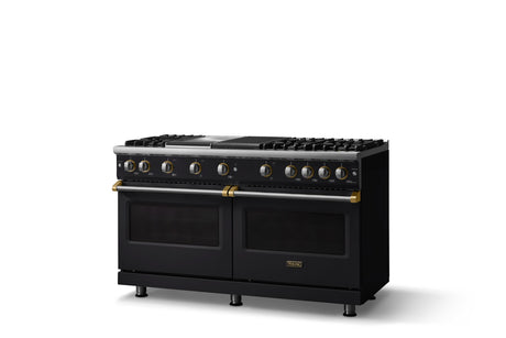 60"W. Sealed Burner Gas Range (Finish: Onyx, Trim: Polished Chrome, Fuel: Propane)