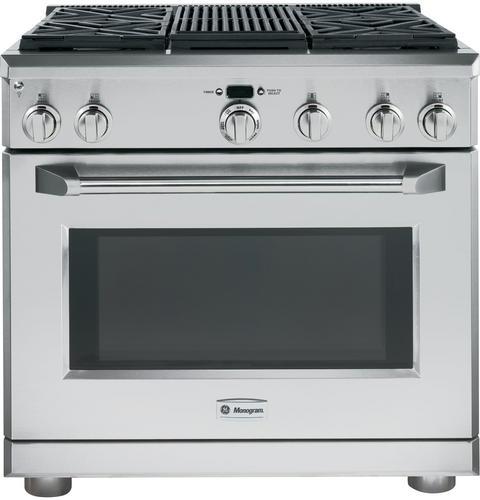 GE Monogram® 36" Dual-Fuel Professional Range with 4 Burners and Grill (Liquid Propane)