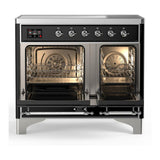 ILVE UMDIB40NR3MGC Majestic III 40 inch Induction Range with 6 Elements, 3.82 cu. ft. Total Oven Capacity (Triple Glass Door, Graphite Matte, Chrome)