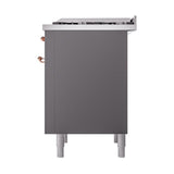 ILVE UN36FQNMPMGPLP Nostalgie II Noblesse 36 inch Dual Fuel Range (Liquid Propane, Solid Door, Graphite Matte, Copper)