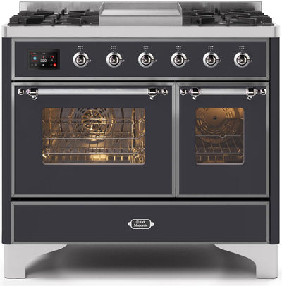 Majestic II 40 Inch Dual Fuel Liquid Propane Freestanding Range in Matte Graphite with Chrome Trim